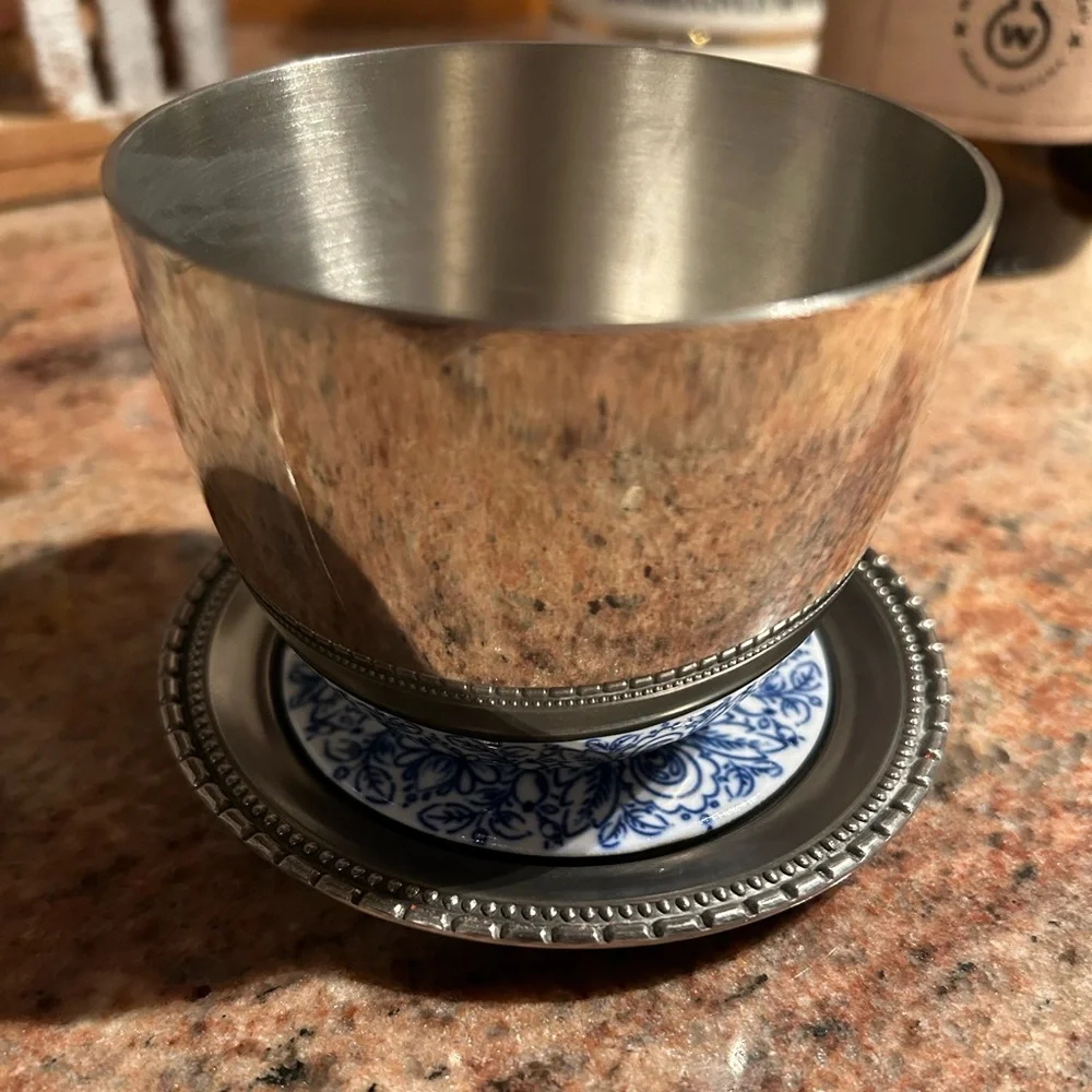 Jefferson Cup Pewter 8oz Tumbler. Vintage 3.5x3.5” Charlottesville VA